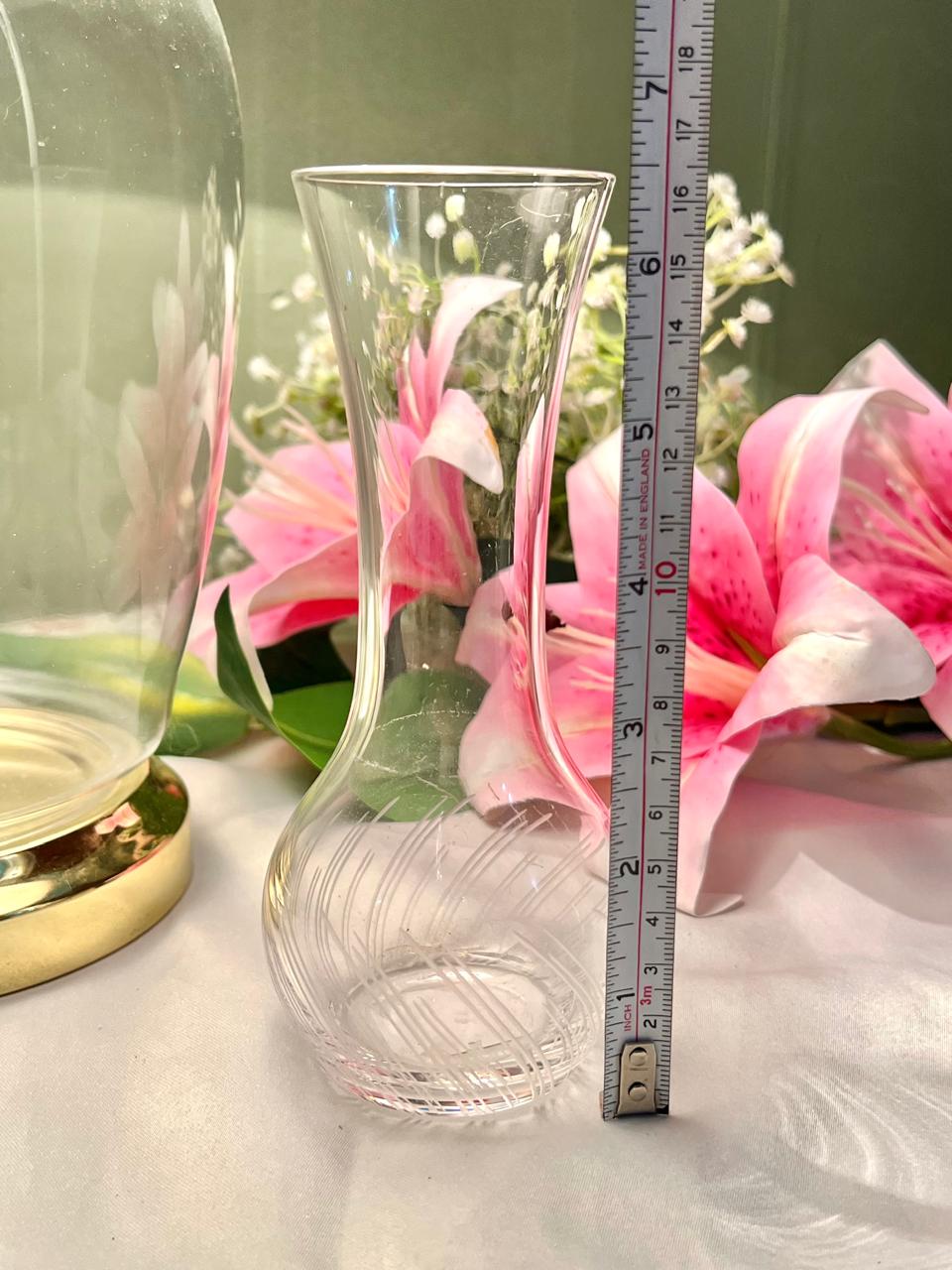 Vintage Clear Crystal Swirl Vase – Approx. 6.3 Inch