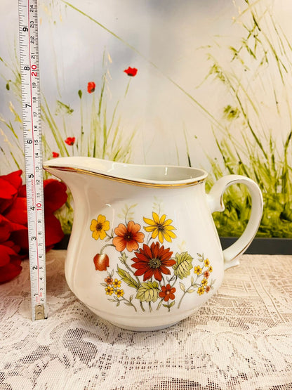 Vintage Staffordshire Floral Ceramic Jug