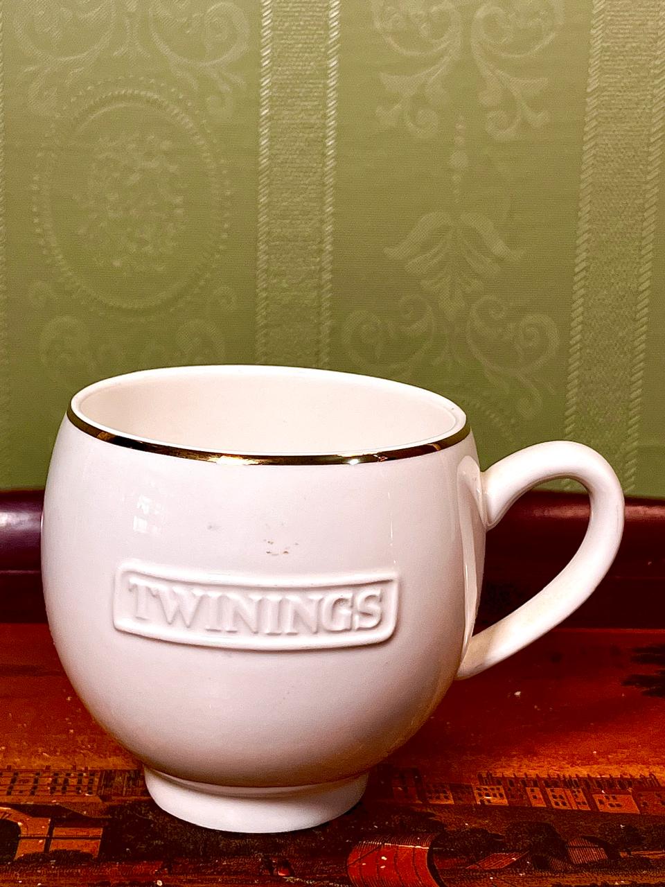 Twinings White Ceramic Tea Mug with Gold Rim – 4"