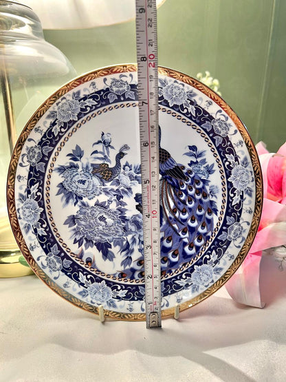 (RARE FIND) Blue & White Peacock Decorative Wall Plate 20cm