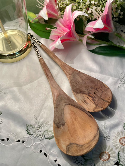 Wooden Serving Spoon Set 2 Pieces 14 Inch