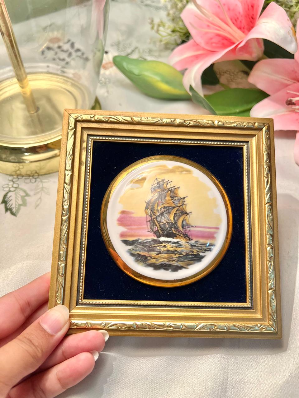 Countess Ceramics Ship Framed Fine Bone China Art – 6 Inches