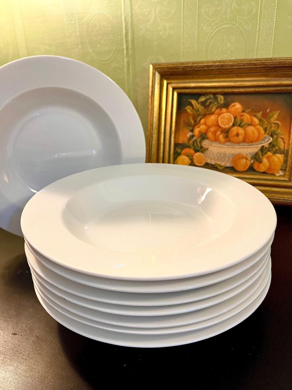 Dema Design Deep Soup Plates Set of 8 – White Porcelain Pasta Bowls