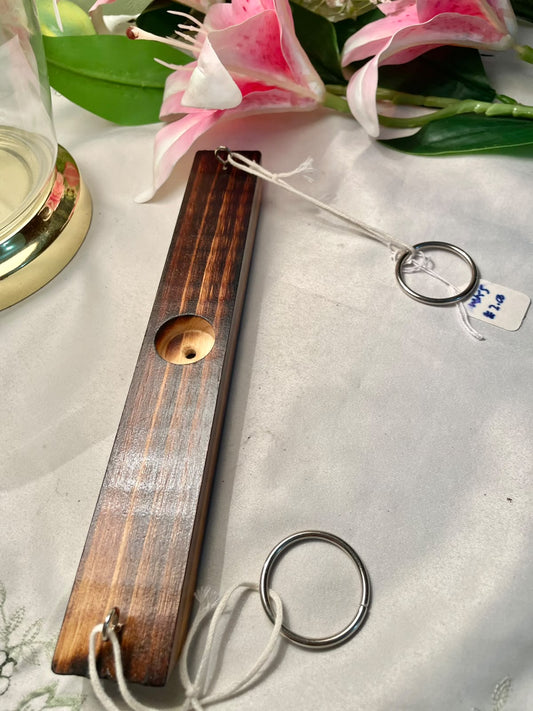 Wooden Hanging Rail with Metal Rings 9.5"