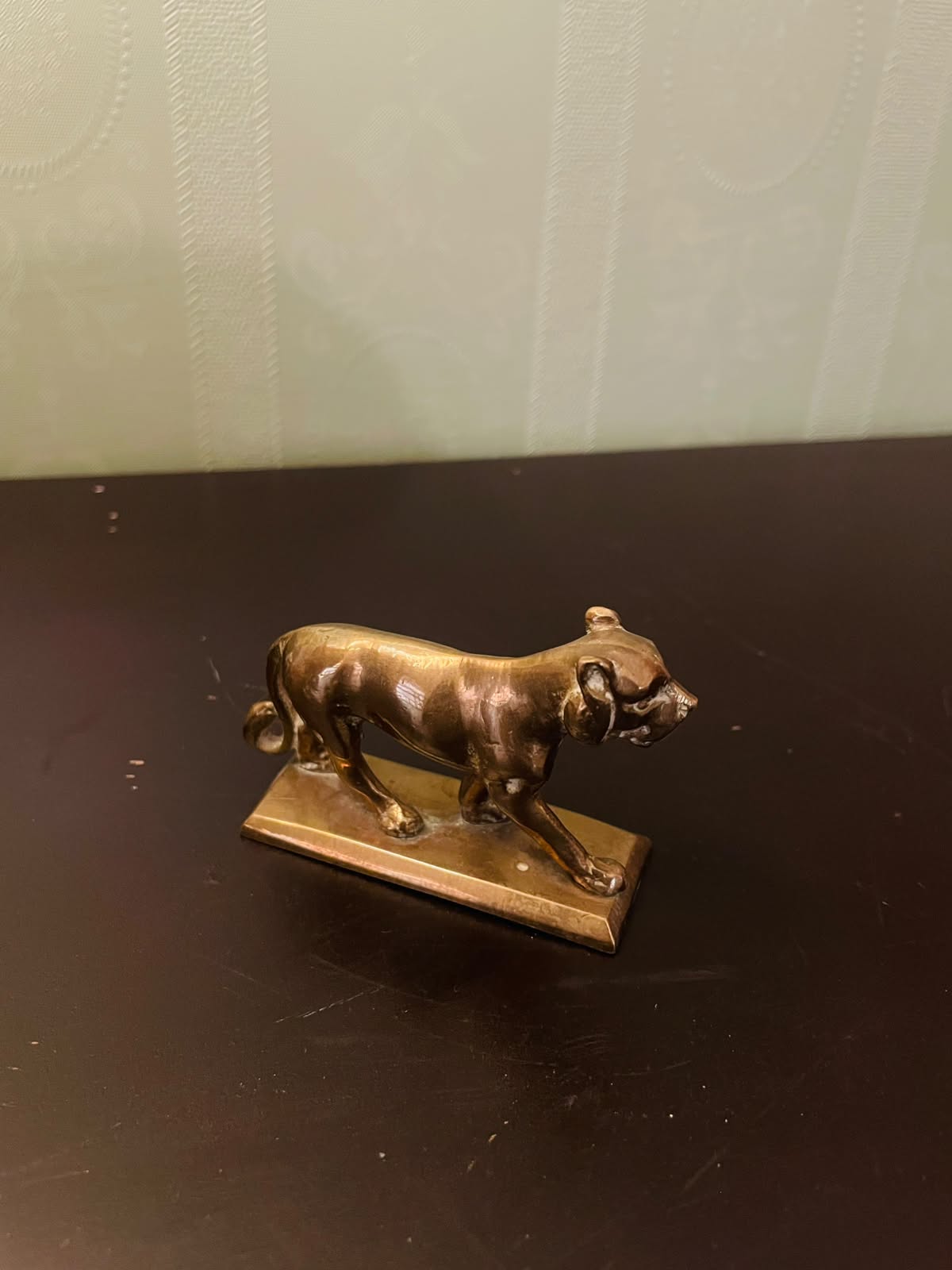Vintage Brass Lion Figurine Mini Animal Statue