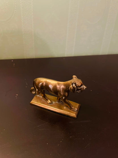 Vintage Brass Lion Figurine Mini Animal Statue