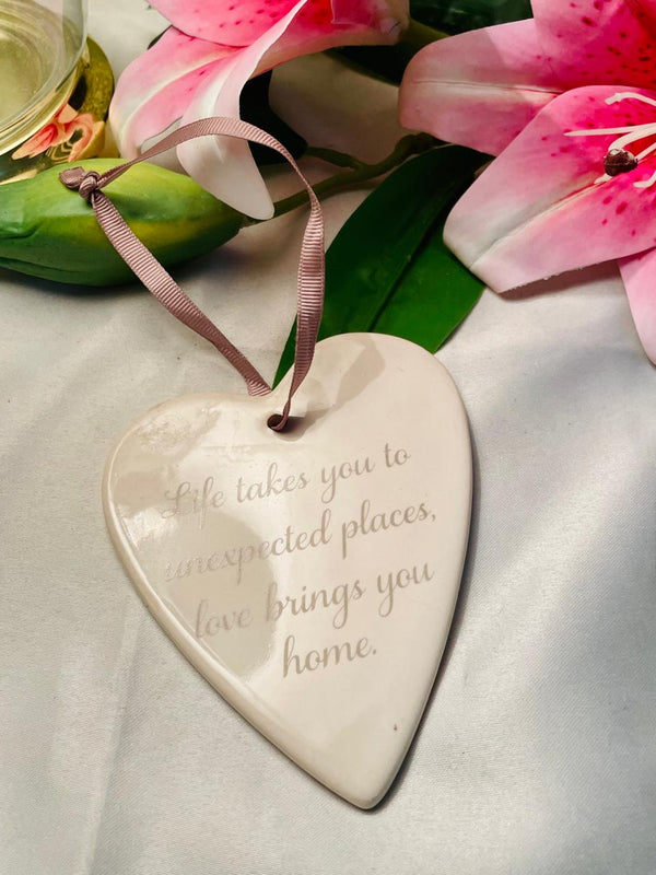 Cream Heart Hanging Plaque – 4 Inch