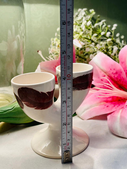 Set of 2 Feather Design Ceramic Egg Cups 10 cm