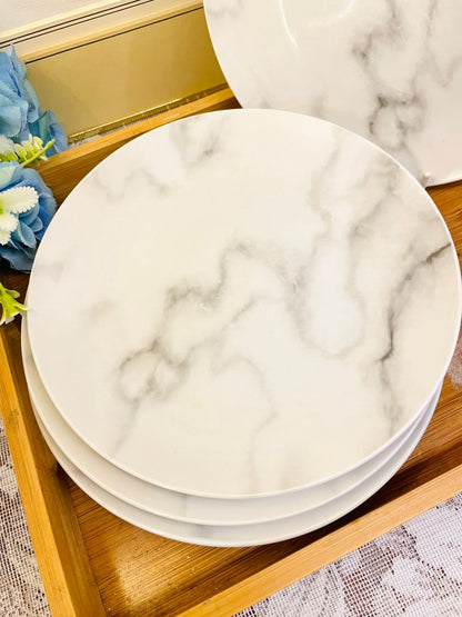 Elegant Marble Pattern Ceramic Plates Set of 4 – 8in