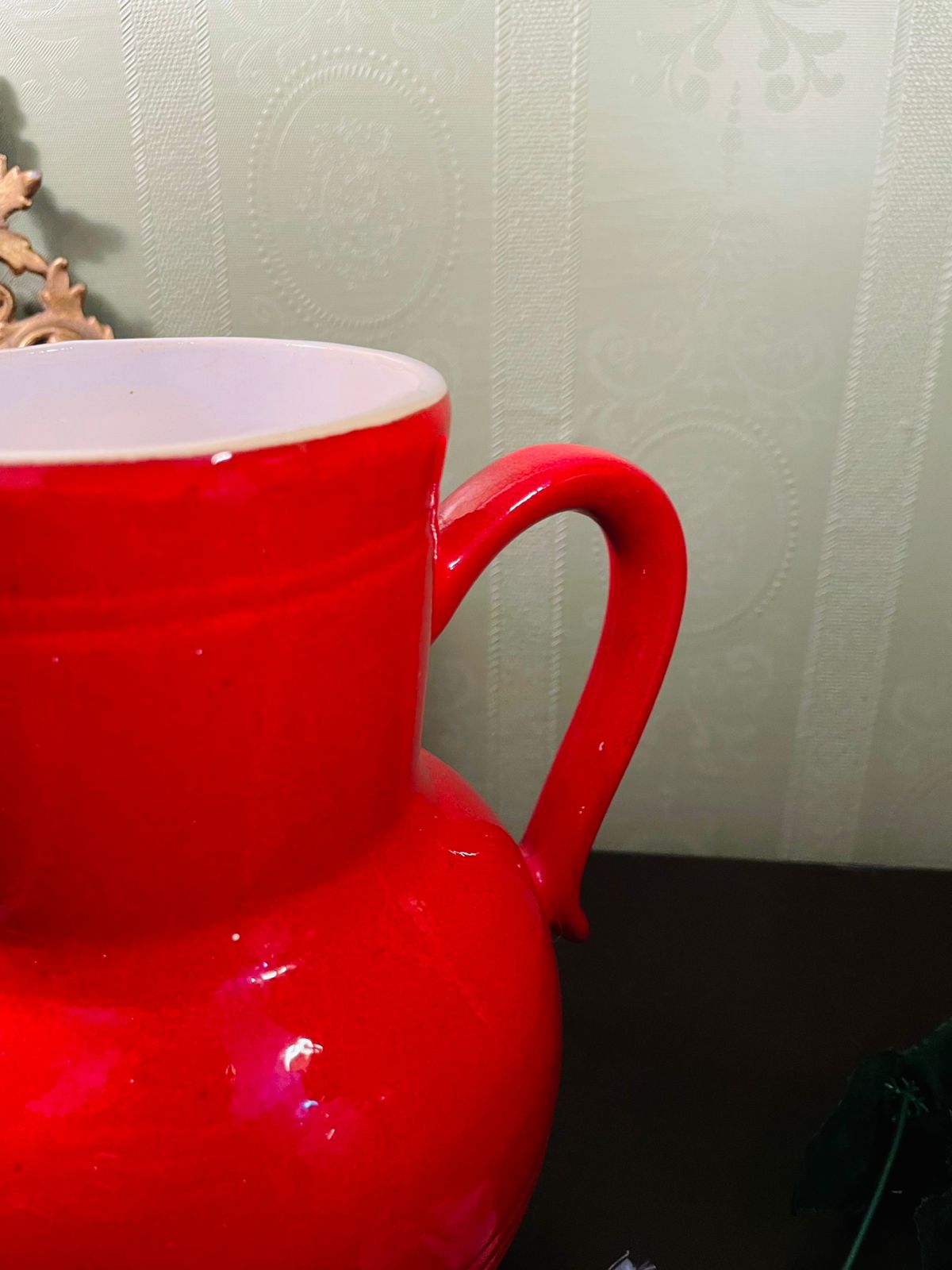 Vintage Red Ceramic Pitcher Jug