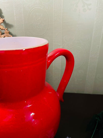 Vintage Red Ceramic Pitcher Jug