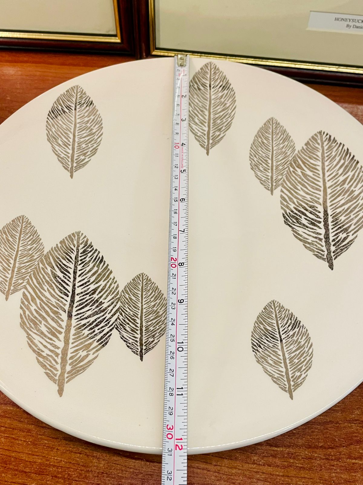 Large Portugal Ceramic Platter – Oven Safe, Modern Leaf Print Platter
