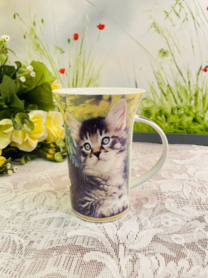 Cute Kitten Fine Bone China Mug – Cat Lover Ceramic Coffee Cup