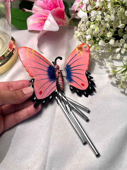 Pink Butterfly Hanging Chime Decor 6.5 Inch