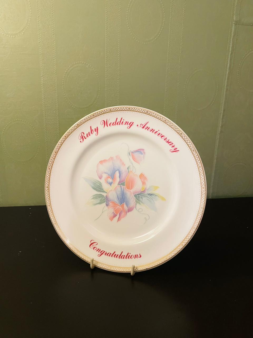 Aynsley Ruby Wedding Anniversary Plate 8" England