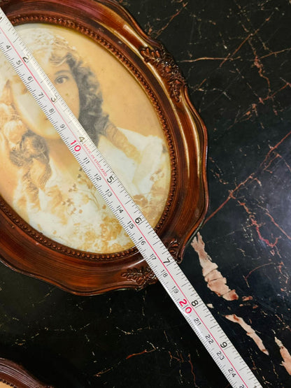 Set of 3 Vintage Oval Girl Portrait Wall Frames
