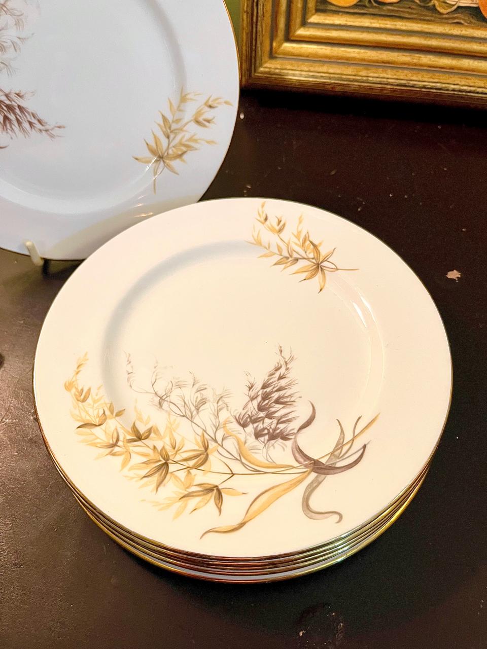 Vintage Fine Bone China Dessert Plates Set of 6 – 6 Inch Gold Rim