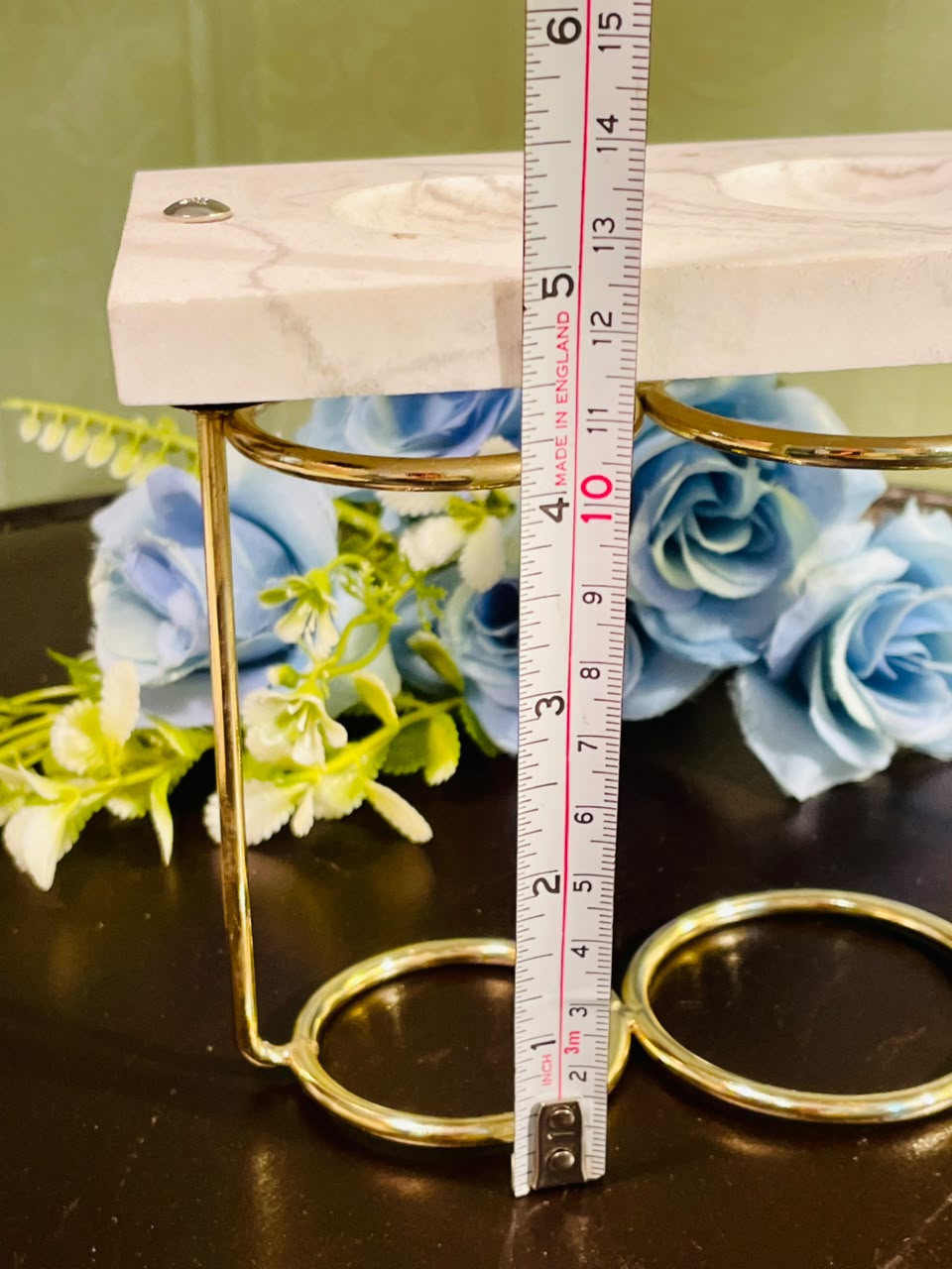 Marble Effect Triple Tealight Candle Holder 18cm