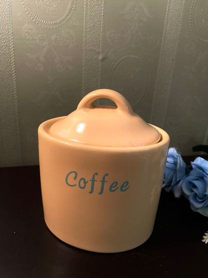 Vintage Ceramic Coffee Storage Jar with Lid 6.5 Inch