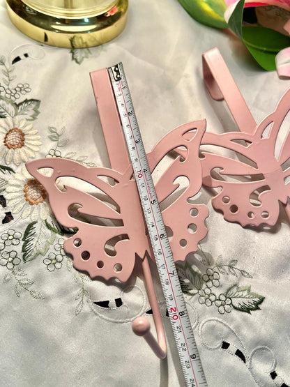 Pink Butterfly Wall Hooks Pair 9"