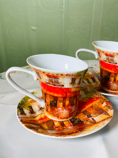 Oscar & Bromley Café Scene Cup & Saucer 4-Piece Set 10 cm