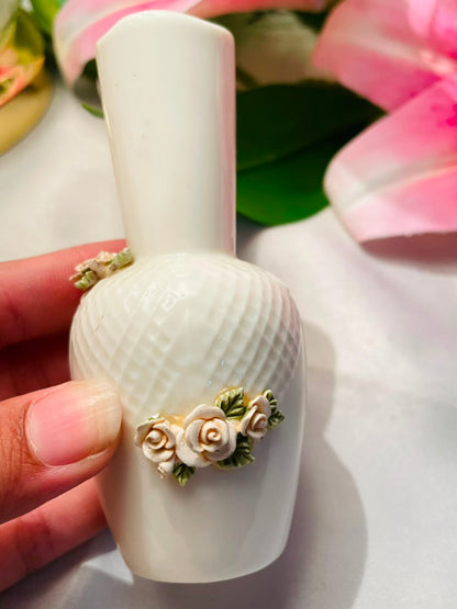 White Raised Rose Decorative Vase Approx. 10 cm