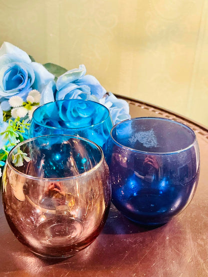 Vintage Coloured Crystal Tealight Candle Holders – Set of 3 (8cm)