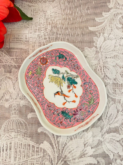 Pink Chinoiserie Bird Decorative Plate 6.5 inch
