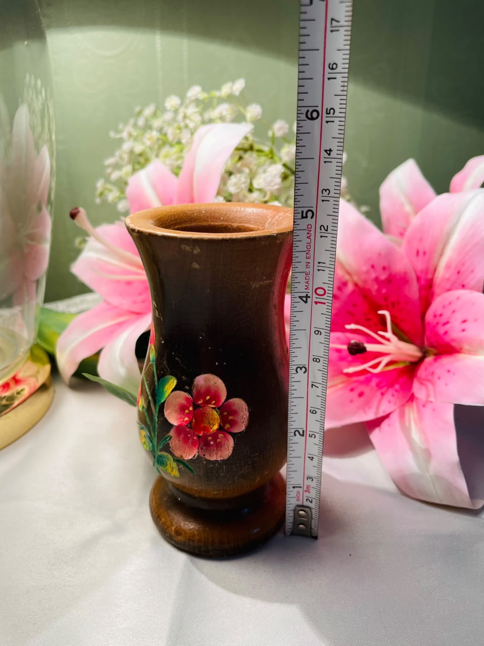 Višnar Yugoslavia Wooden Floral Vase Approx. 12 cm