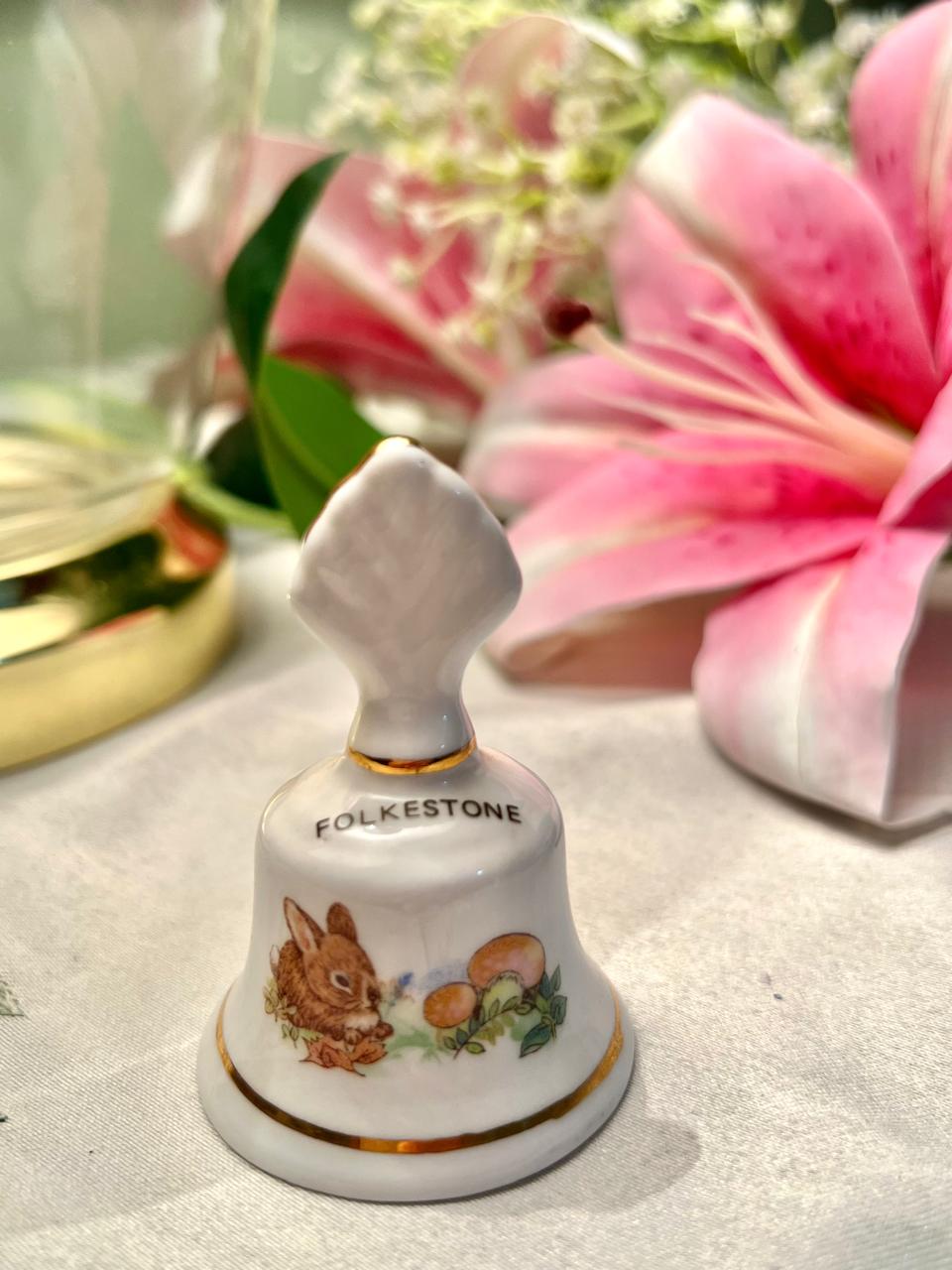Folkestone Rabbit & Mushroom Decorative Bell 3.5"