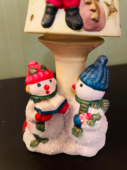 Santa Snowman Ceramic Tealight Candle Holder
