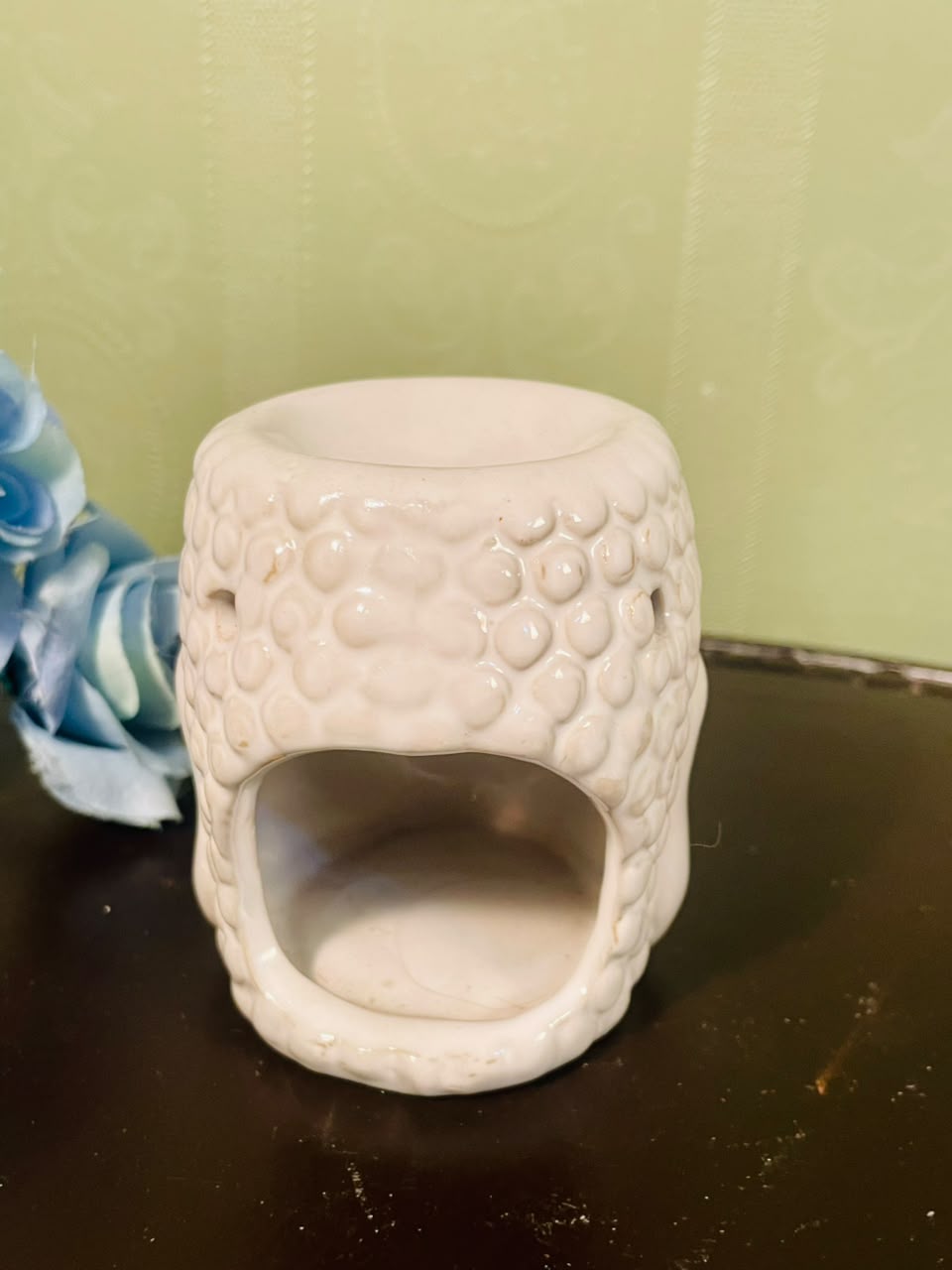 White Ceramic Buddha Head Wax Melt Burner – 5 Inch