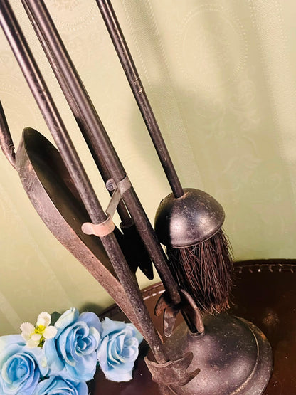 Vintage Fireplace Tool Set with Stand – 4 Piece, 21 Inch