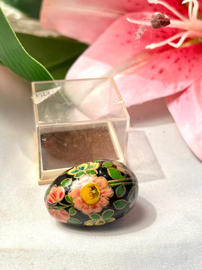 Hand-Painted Floral Egg Ornament in Clear Display Box Approx. 5 cm