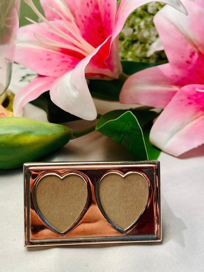 Brass Double Heart Mini Photo Frame Metallic-Tone 8 cm