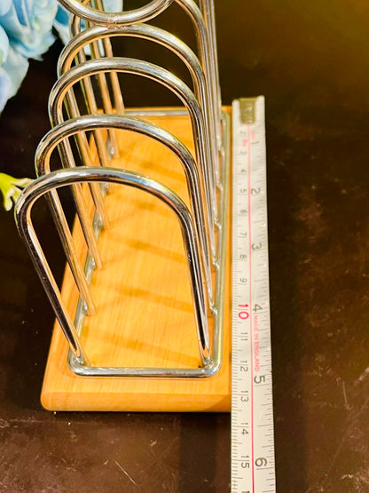 Bamboo Toast Rack with Metal Frame – 6 Slot Bread Holder