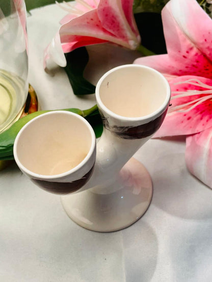 Set of 2 Feather Design Ceramic Egg Cups 10 cm