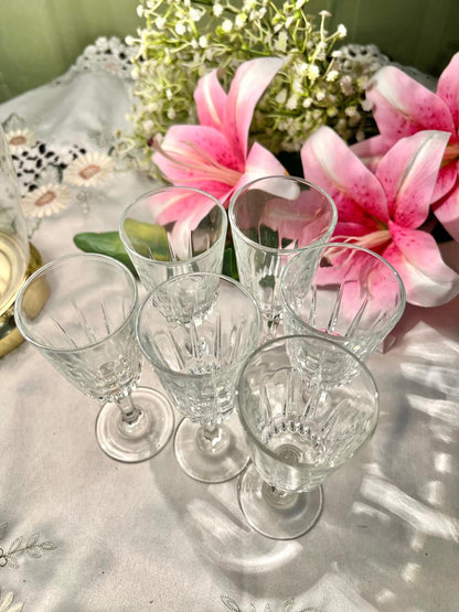 France Cut Crystal Wine Goblets 6" – Set of 6