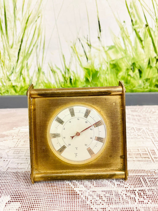 Vintage Brass Desk Thermometer Home Decor