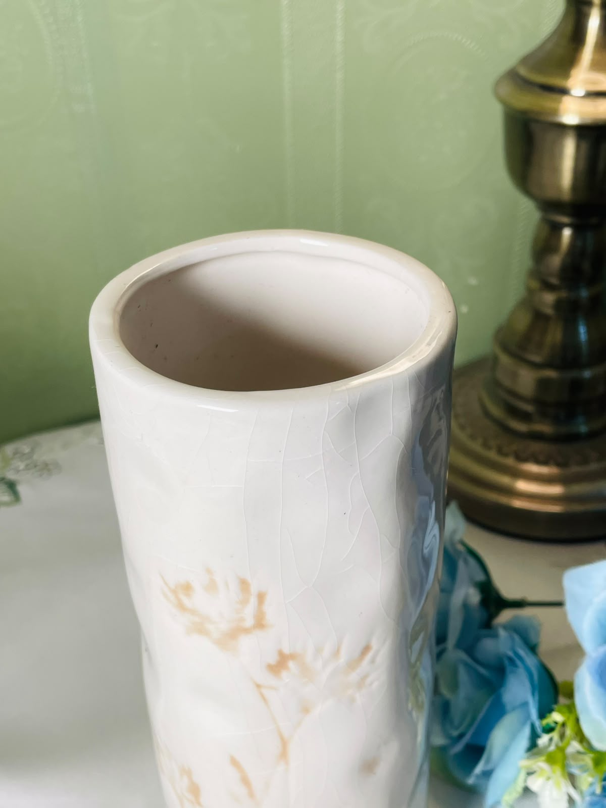 Gisela Graham White Floral Ceramic Vase 20 cm