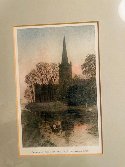 Vintage Stratford Church Painting Framed England Landscape Art