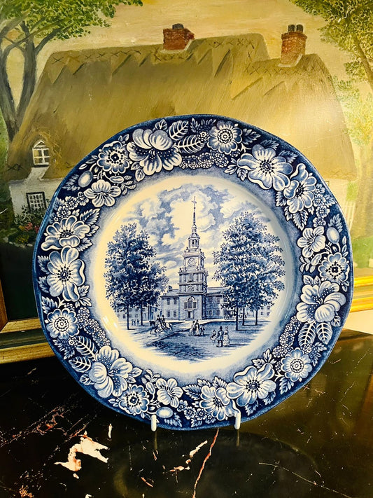 Blue & White Independence Hall Decorative Plate 10in. – England