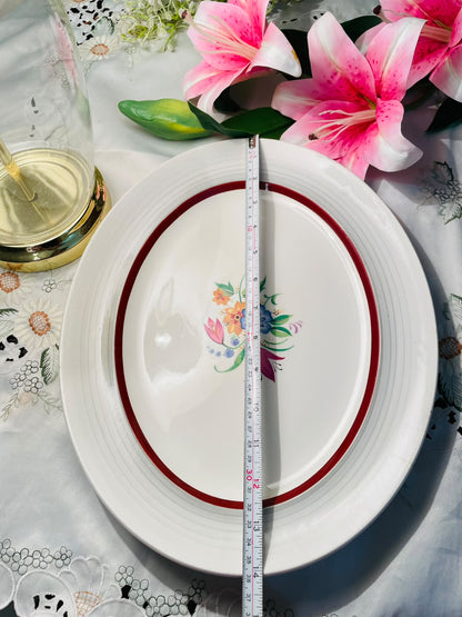 Vintage Floral Oval Serving Platter – 14 Inch