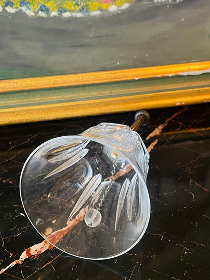 Vintage Crystal Glass Bell with Silver-Tone Handle – Ribbed Cut Design