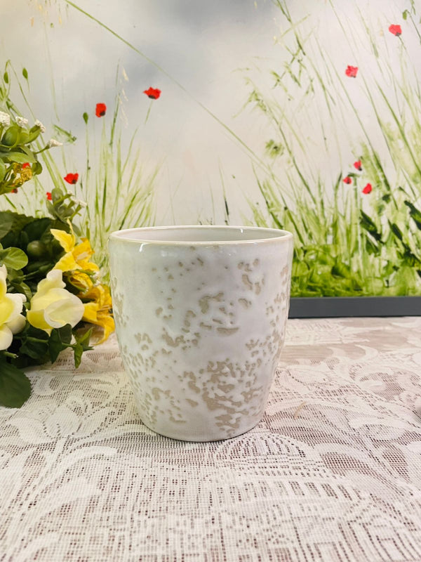 Cream Speckled Ceramic Plant Pot – Textured Cottage Planter