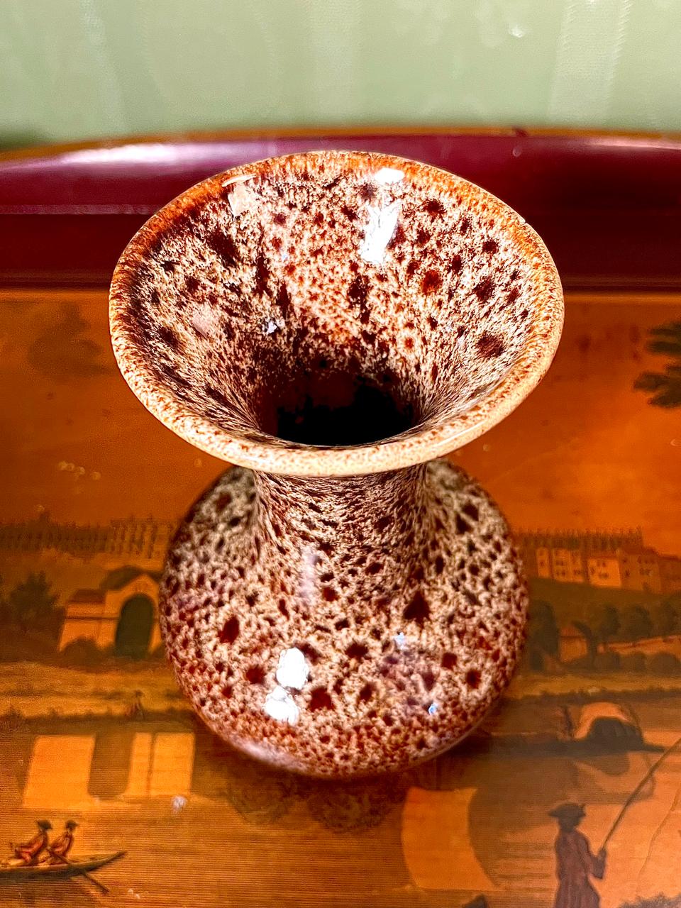 Fosters Pottery Brown Speckled Ceramic Bud Vase | 5 Inch | Vintage England