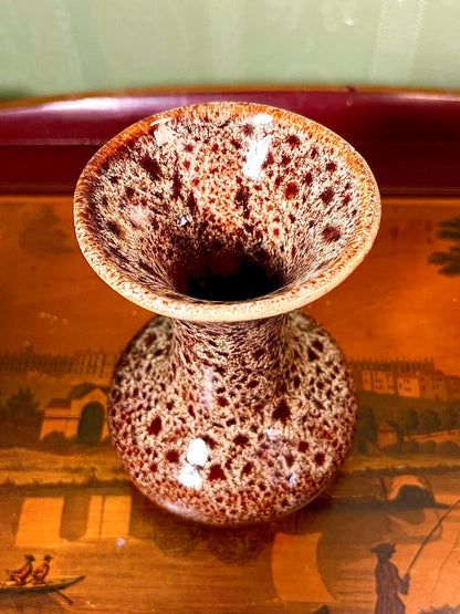 Fosters Pottery Brown Speckled Ceramic Bud Vase | 5 Inch | Vintage England