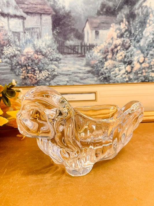 Vintage Glass Dog Figurine – Crystal Style Decor Piece