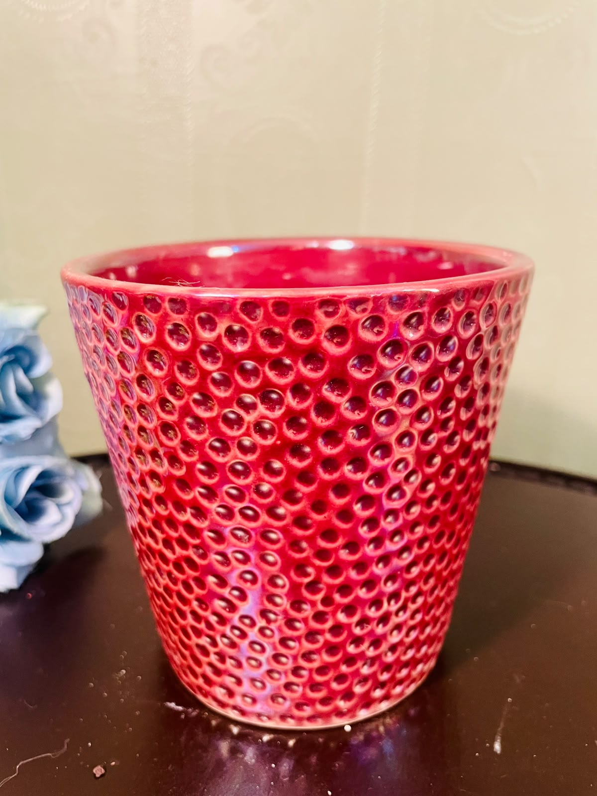 Red Textured Glazed Ceramic Plant Pot – 4.5 Inch