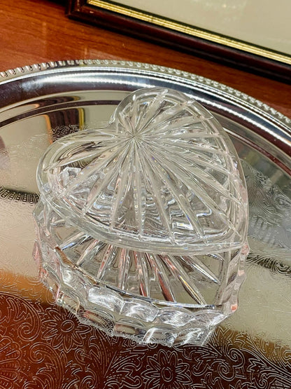 Vintage Heart-Shaped Crystal Trinket Box – Jewelry & Keepsake Storage